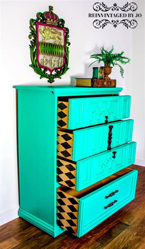 The Bold & Beautiful: Colorful Reclaimed Furniture Painting Stencils