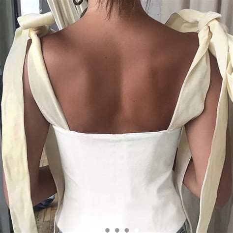 White Bandeau Top With Nude Bows Size Never Been Depop