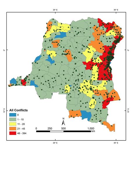 Source : Armed Conflict Location and Event Data (ACLED). Green points ...