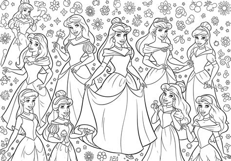 子供向けディズニープリンセスぬり絵ページ