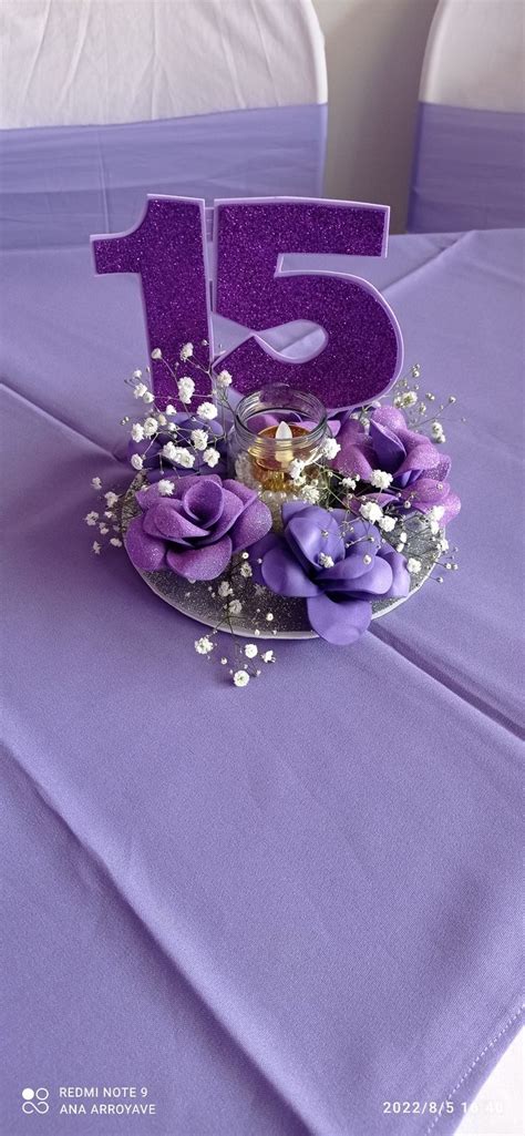 Lavender And Lilac Quinceanera Centerpiece