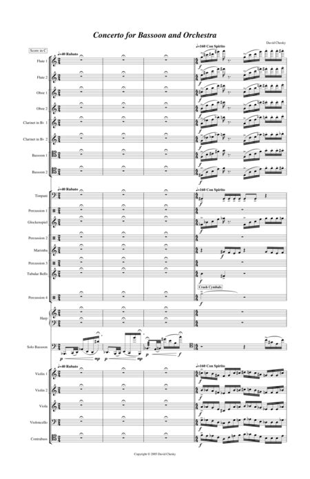 Concerto For Bassoon And Orchestra Sheet Music David Chesky Full Orchestra