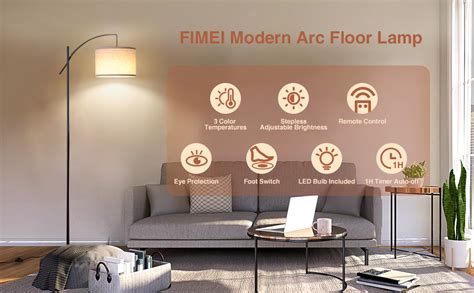 Arc Floor Lamps For Living Room Fimei Height Dimmable Led Floor