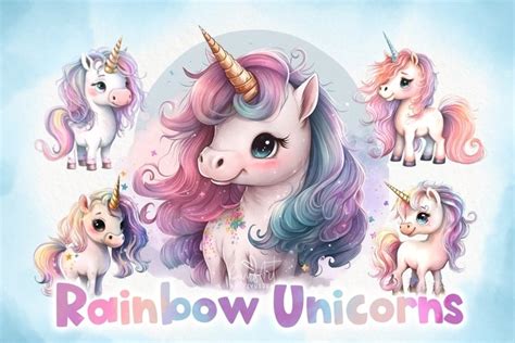 Unicorn PNG clipart. Rainbow Unicorn Face.