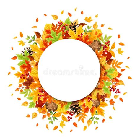 Circle Background With Colorful Autumn Leaves Vector Eps Stock