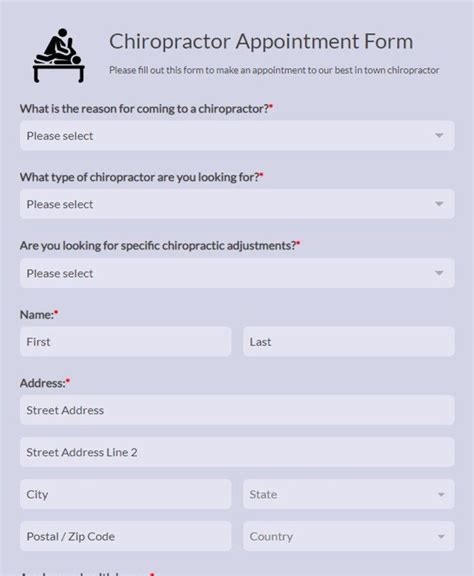 Free Chiropractor Appointment Form Template 123formbuilder