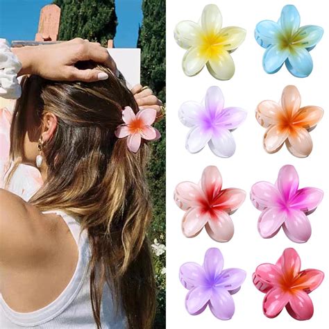 Kunststoff Blumen Haarklammer Groß 8 Stück Kavya Flower Hair Clip