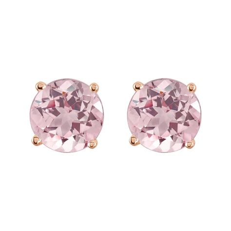 Diamond2Deal 14K Rose Gold 5 Mm Natural Pink Morganite Stud Earrings