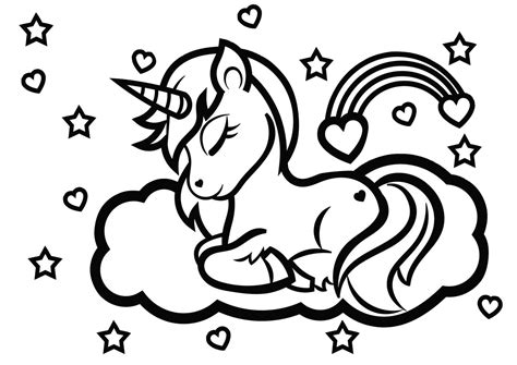 coloring page unicorn with rainbow Unicorn coloring