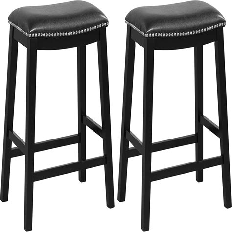 counter height bar stools faux pvc leather farmhouse barstools