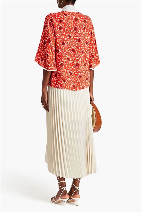 CHLOÉ Pussy bow printed crepe blouse THE OUTNET
