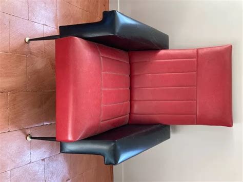 FAUTEUIL VINTAGE SKAI rouge et noir et métal EUR 70 00 PicClick FR