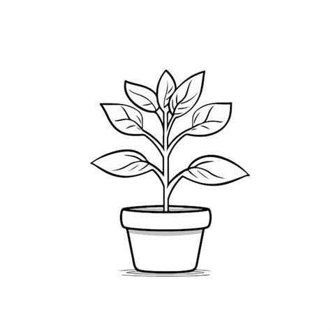 Botanical Plant Outline Cartoon Vector Illustration Premium Ai