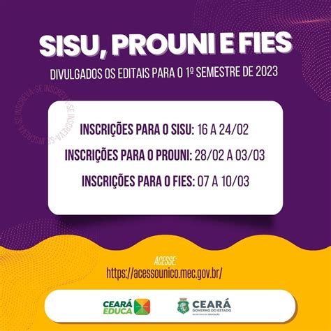 SISU, PROUNI e FIES - Blog Informativo da Escola de Ensino Médio em ...