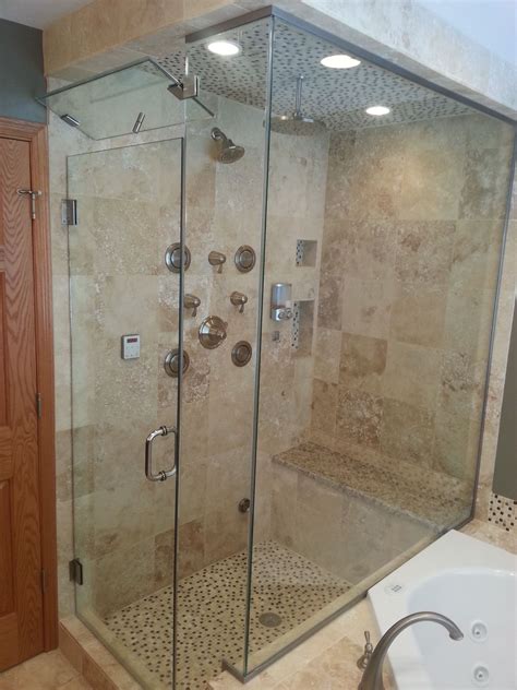 Wales WI Tiled Steam Shower With Four Body Sprays Digital Thermostat