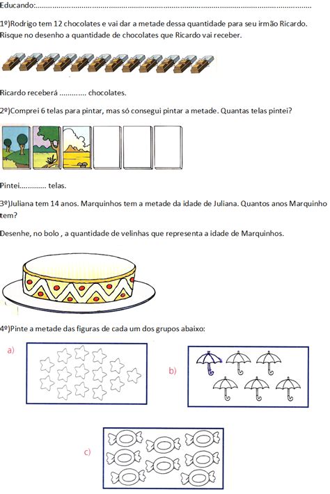 Atividade Metade E Terça Parte 2 Ano - FDPLEARN