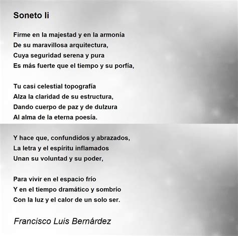 Soneto Ii By Francisco Luis Bern Rdez Soneto Ii Poem