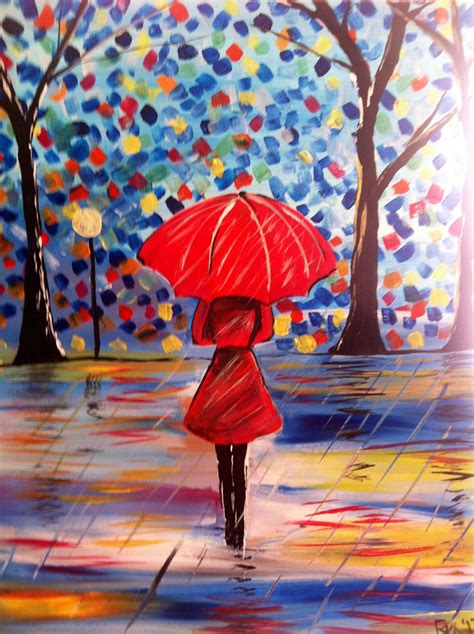 X Autumn Stroll Art Painting Abstract Art Painting Umbrella Art