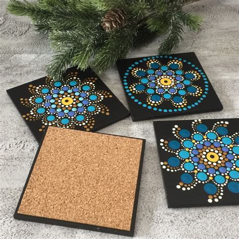 Mandala Dot Art Coasters Set Of 4 Etsy