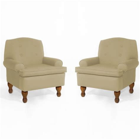 Kit Poltronas Vov Lucy Decorativa Luxo Suede Nude Madeiramadeira