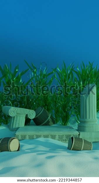 3d Illustration Render Ancient Ruins Podium Stock Illustration