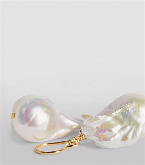 Jil Sander Gold Tone Pearl Drop Earrings Harrods Uk