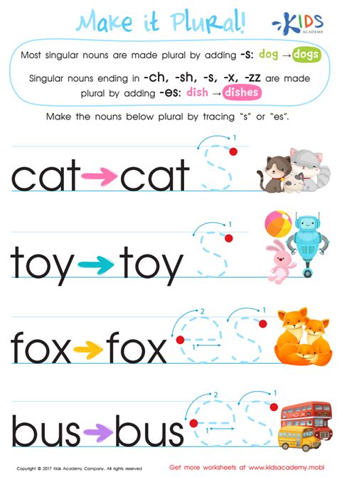 Make It Plural Worksheet Free Printout For Children