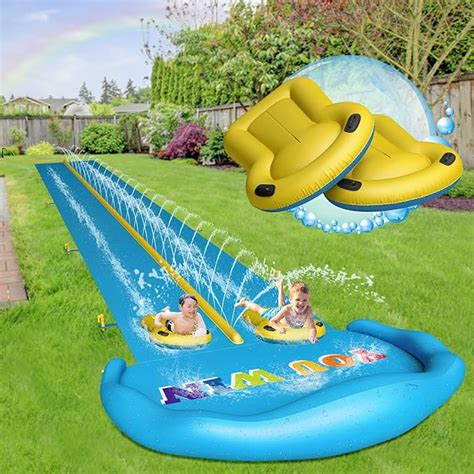 Evoio Lawn Water Slide 328ft Inflatable Splash Water Slip With 2