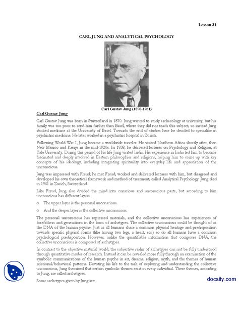 Analytic Psycology Part 1 History Of Psycology Lecture Handout Docsity