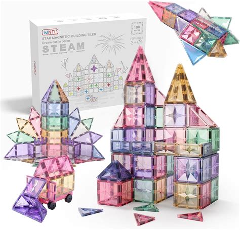 Mntl Magstem 108pcs Magnetic Tiles Building Blocks Light