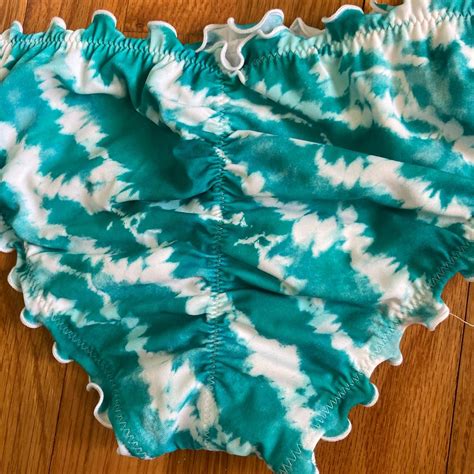 Green White Scrunch Butt Ruffle Bikini Depop