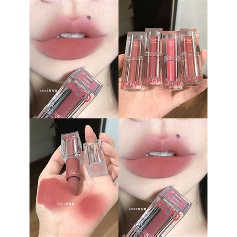 Jual New Cappuvini Pink Lipstick Matte Warna Nude Color Mosturizing Lips Salted Peach