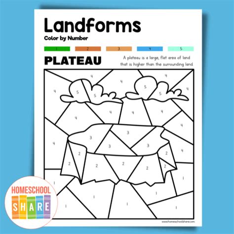 Landforms Color By Number Printables Homeschool Share
