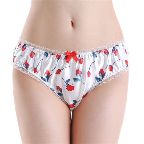 Satin Floral Frilly Sissy Panties Bikini Knicker Underwear Briefs Uk