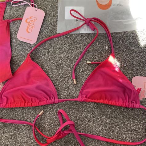 Kylie Swim Pink Triangle Bikini Set Never Worn Depop