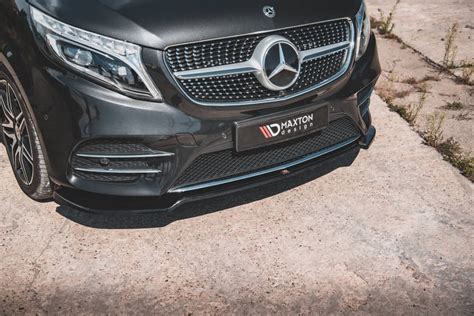 Front Splitter V 4 Mercedes Benz V Class AMG Line W447 Gloss Black