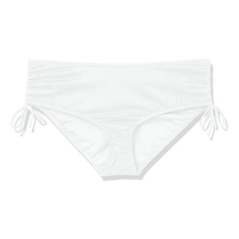 Xiaquj Women High Waist Bikini Bottoms One Piece Conservative Drawstring Swimming Short White L