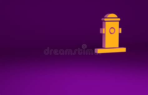 Orange Fire Hydrant Icon Isolated On Purple Background Minimalism