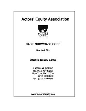 Fillable Online Actorsequity Basic Showcase Code Fax Email Print