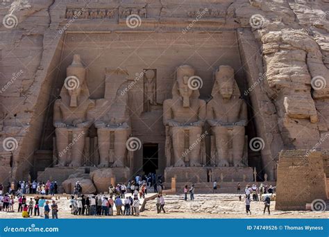 The Great Temple At The Ramses II Temples At Abu Simbel, Illuminated At Night Editorial Image ...