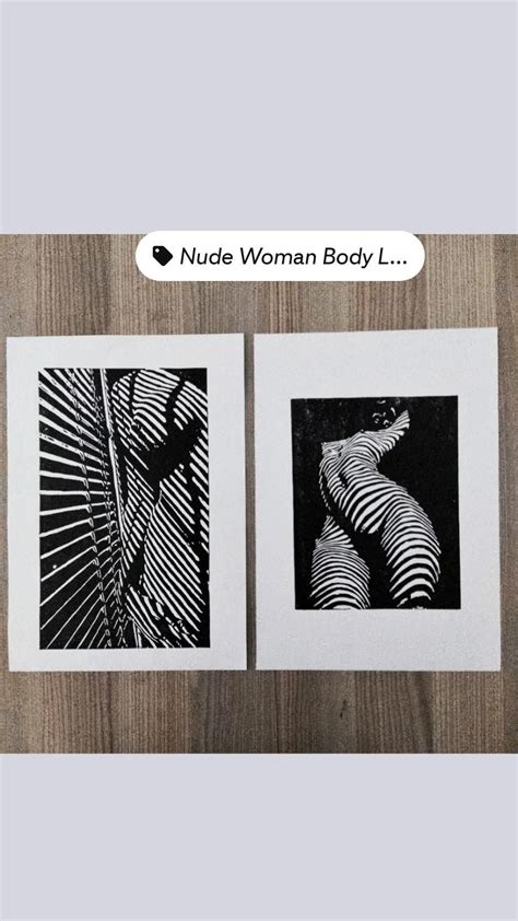 Nude Woman Linocut Print Pieces Artwork Handmade Print Original Nude