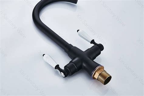 Luxury New Double Handle Hot And Cold Kitchen Sink Faucet Kitchen Mixer Chrome Black Kitchen