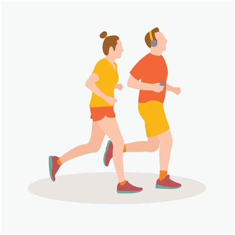 Mujeres Y Hombres Trotando Corriendo Personas Plana Charactereps