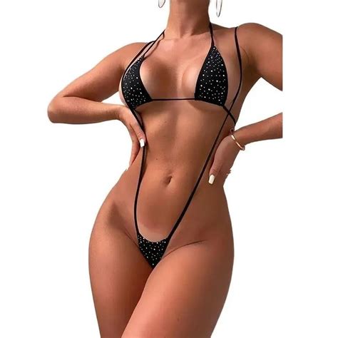 Conjunto De Lingerie Sexy Rhinestone Cortado Soutien Erótico Feminino Três Pontos Vestidos