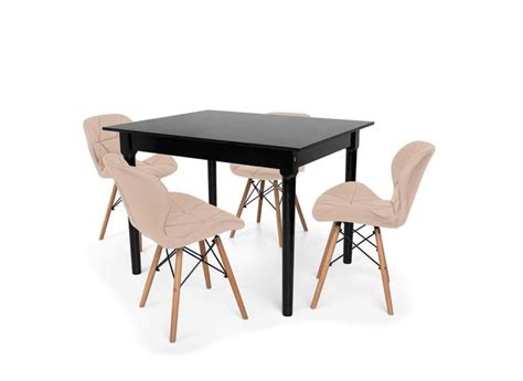 Conjunto Mesa De Jantar 110X90 4 Cadeiras Nude o Melhor Preço é no Zoom