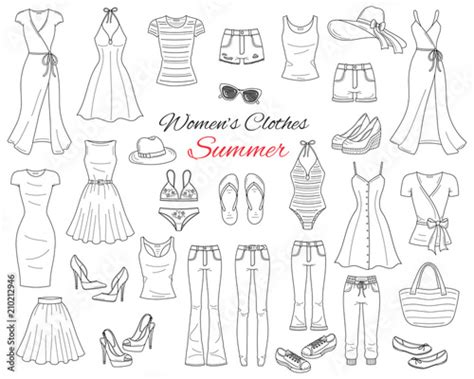 Women Clothes Collection Vector Sketch Illustration Stock Vector