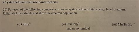 Solved Crystal field and valence bond theories 36) For each | Chegg.com