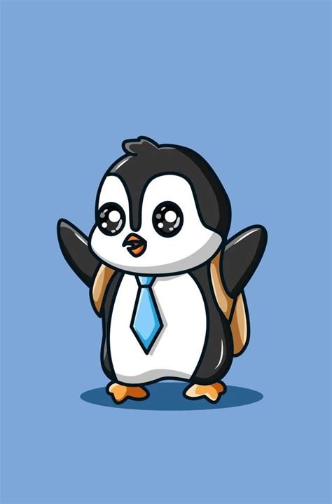 A cute penguin carrying backpak and wearing tie | Cute penguins, Cute