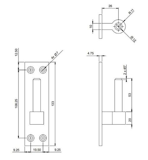 Perry Gate Hook On Plate 12mm Sg