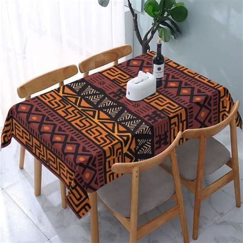 JUTENI Grande Nappe Rectangulaire Africaine En Tissu Boue Motif Tribal